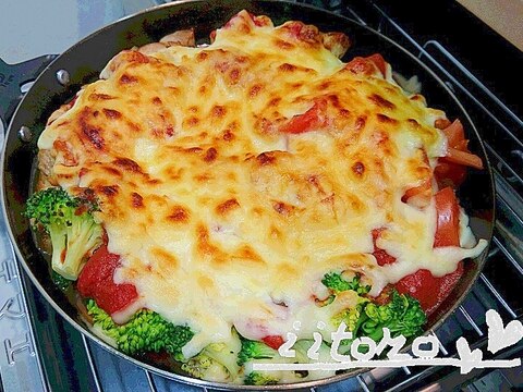 グリルパン♪チキン×野菜トマトチーズ焼き